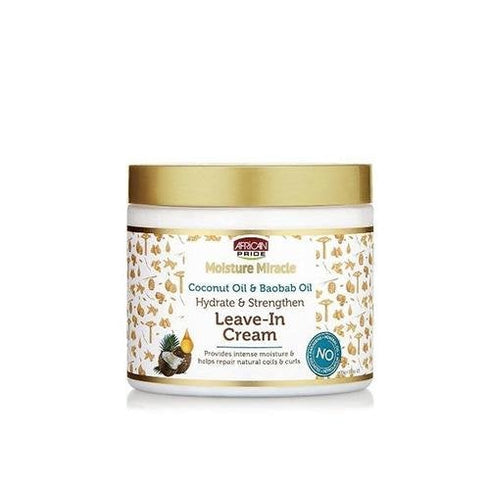African Pride Moisture Miracle Coconut Oil & Baobab Oil Leave – In Cream (15 oz)